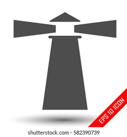 Lighthouse icon. Flat icon of lighthouse isolated on white background.EPS. Vector illustration.