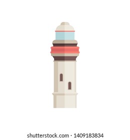 Lighthouse icon in flat style isolated on white background. Vector illustration