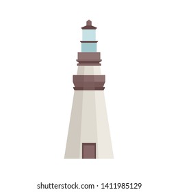 Lighthouse icon in flat style isolated on white background. Vector illustration