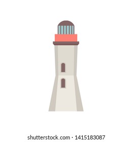 Lighthouse icon in flat style isolated on white background. Vector illustration