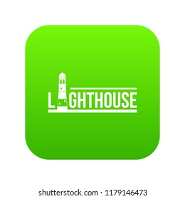 Lighthouse icon green vector isolated on white background