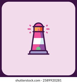 Lighthouse Icon: Guiding Light in Flat Design