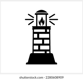 Lighthouse icon isolated Beacon clipart Hand drawn stencil vector stock illustration EPS 10