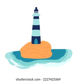 Lighthouse icon isolated on white flat hand drawing