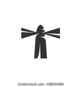 Lighthouse icon isolated on a white background. Logo silhouette design template. Simple symbol concept in flat style. Abstract sign, pictogram for web, mobile and infographics - stock vector