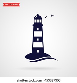 Lighthouse icon isolated on white background. Vector symbol.
