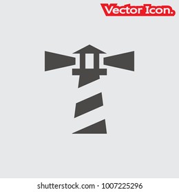 Lighthouse icon isolated sign symbol and flat style for app, web and digital design. Vector illustration.