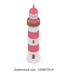 Lighthouse icon. Isometric of lighthouse vector icon for web design isolated on white background