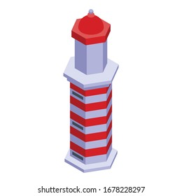 Lighthouse icon. Isometric of lighthouse vector icon for web design isolated on white background