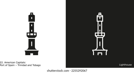  Lighthouse Icon. Landmark building of Port of Spain, the capital city of Trinidad and Tobago
