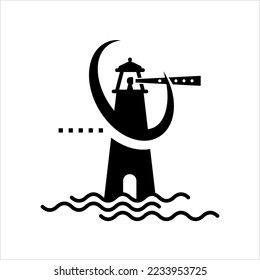 Lighthouse Icon, Light Tower, Building For Navigational Aid For Sea, Inland Waterways Vector Art Illustration