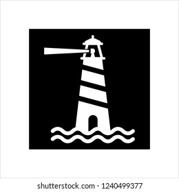 Lighthouse Icon, Light Tower For Navigational Aid Vector Art Illustration