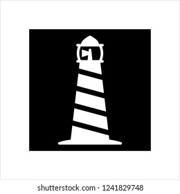 Lighthouse Icon, Light Tower For Navigational Aid Vector Art Illustration