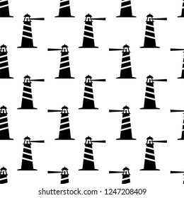 Lighthouse Icon, Light Tower For Navigational Aid Seamless Pattern Vector Art Illustration