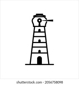 Lighthouse Icon, Light Tower For Navigational Aid Vector Art Illustration