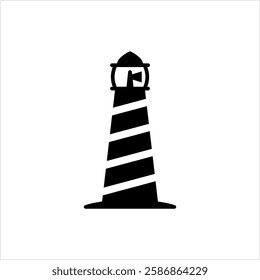 Lighthouse Icon, Light Tower For Navigational Aid Vector Art Illustration