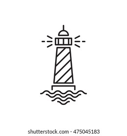 Lighthouse icon, line design. Minimalistic logo design. Vector illustration EPS 10 isolated on white background