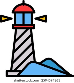 Lighthouse Icon Lineal Color Vector Illustration