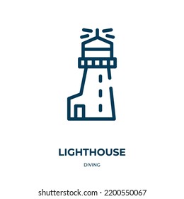 Lighthouse icon. Linear vector illustration from diving collection. Outline lighthouse icon vector. Thin line symbol for use on web and mobile apps, logo, print media.