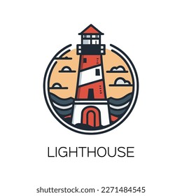 Lighthouse icon. Lighthouse logo. cartoon flat style