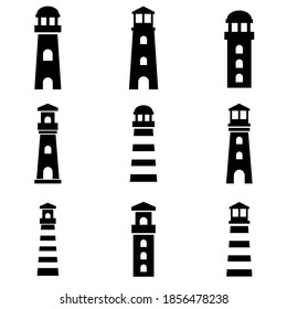 Icono del faro, logotipo aislado en fondo blanco