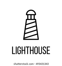 Lighthouse icon or logo in modern line style. High quality black outline pictogram for web site design and mobile apps. Vector illustration on a white background. 