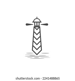 Lighthouse icon logo and vector illustration beacon tower design vintage symbol