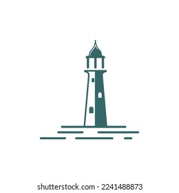 Lighthouse icon logo and vector illustration beacon tower design vintage symbol