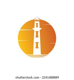 Lighthouse icon logo and vector illustration beacon tower design vintage symbol