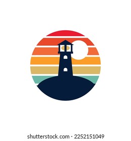 Lighthouse icon logo and vector illustration