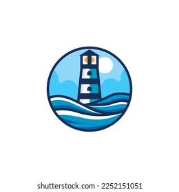 Lighthouse icon logo and vector illustration
