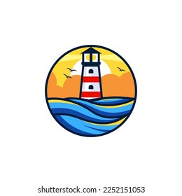 Lighthouse icon logo and vector illustration