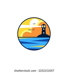 Lighthouse icon logo and vector illustration