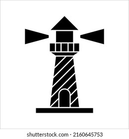 Lighthouse icon, Minimalistic logo design. Vector illustration on white background.
