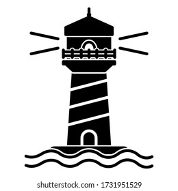 Lighthouse icon in modern silhouette style design. Vector illustration isolated on white background.