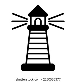 Icono de faro de estilo moderno, vector premium de navegación marítima