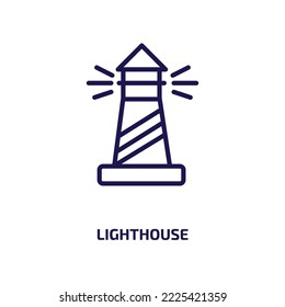 lighthouse icon from nautical collection. Thin linear lighthouse, sea, flat outline icon isolated on white background. Line vector lighthouse sign, symbol for web and mobile