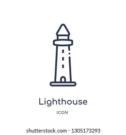 lighthouse icon from nautical outline collection. Thin line lighthouse icon isolated on white background.