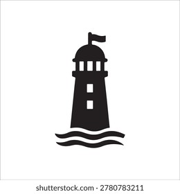 Lighthouse Icon for Navigation Guidance Safety Beacon and Coastal Landmark Concept

