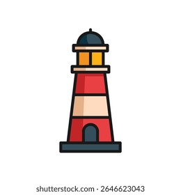 Lighthouse icon for ocean coast navigation