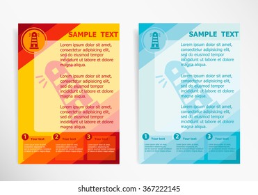 Lighthouse icon on abstract vector modern flyer, brochure vector template.