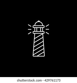 Lighthouse Icon On Black Background