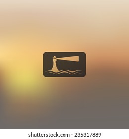 lighthouse icon on blurred background