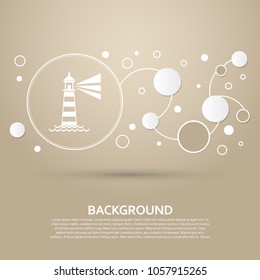 Lighthouse icon on a brown background with elegant style and modern design infographic. Vector illustration