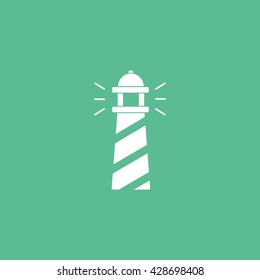 Lighthouse Icon On Green Background
