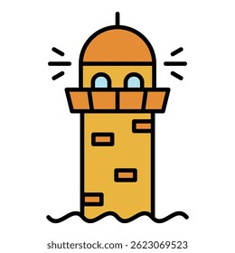 Lighthouse icon. Outline lighthouse vector icon color flat isolated