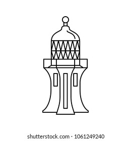 Lighthouse icon. Outline lighthouse vector icon for web design isolated on white background