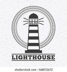 lighthouse icon over white background. marine and sea concept. vector illustration