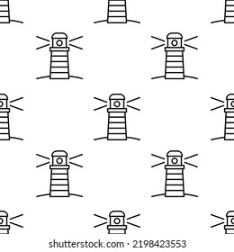lighthouse icon pattern. Seamless lighthouse pattern on white background.