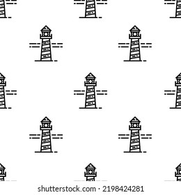 lighthouse icon pattern. Seamless lighthouse pattern on white background.